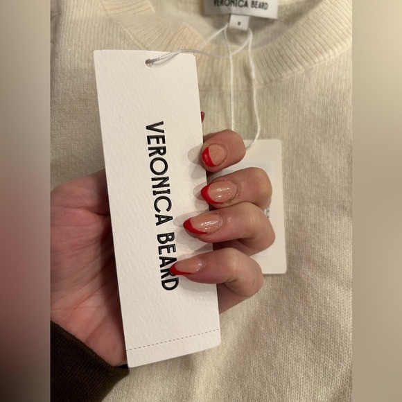 Veronica Beard Nelia Cashmere Pullover | Button Accent in Ivory Small NWT! - Picture 7 of 9